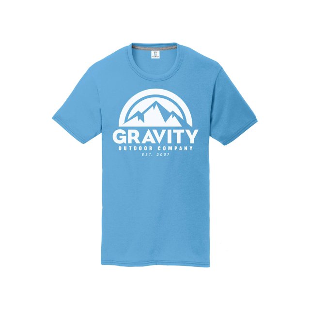 Gravity Outdoor Co. T-Shirt de Performance pour Jeunes - Logo Blanc - Aqua - Très Petit