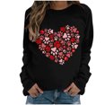 thumbnail image 2 of Styesk Chandails à Manches Longues pour Femmes, Imprimé de Cœur, Hauts de Sortie, T-Shirts Confortables et Doux à Col Rond, Chandail à Enfiler, Mode, Ample, Léger, Chandail en Molleton, Graphique de la Saint-Valentin, Hauts Décontractés, 2 of 3