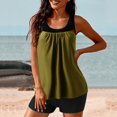 thumbnail image 4 of RKSTN Tankini Swimsuits for Women Summer Fashion Solid ColorConservative Two Piece Set Bathing Suits with Boyshorts Loose Plus Size Round Neck Sleeveless Pleated Swimsuits, 4 of 5