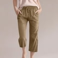 thumbnail image 2 of Plebaso Pantalons Capris Garçons Filles Coton Lin Cordon de Serrage Pantalons Décontractés Légers Raccourcis avec Poches, 2 of 5