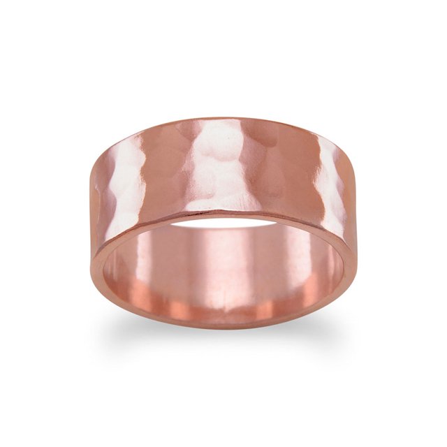 8mm Solid Copper Hammered Ring Size 8 Jewelry Gifts for Women