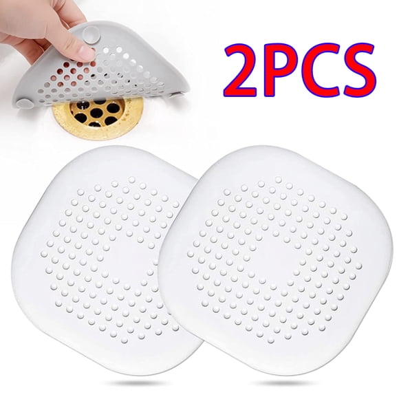 Square Drain Cover for Shower,2Pack TPR Drain Hair Catcher with Suction Cups, Shower Drain Filter Protection Hair Trap, Easy to Install Suitable for Bathroom Bathtub Shower Floor and Kitchen Sink