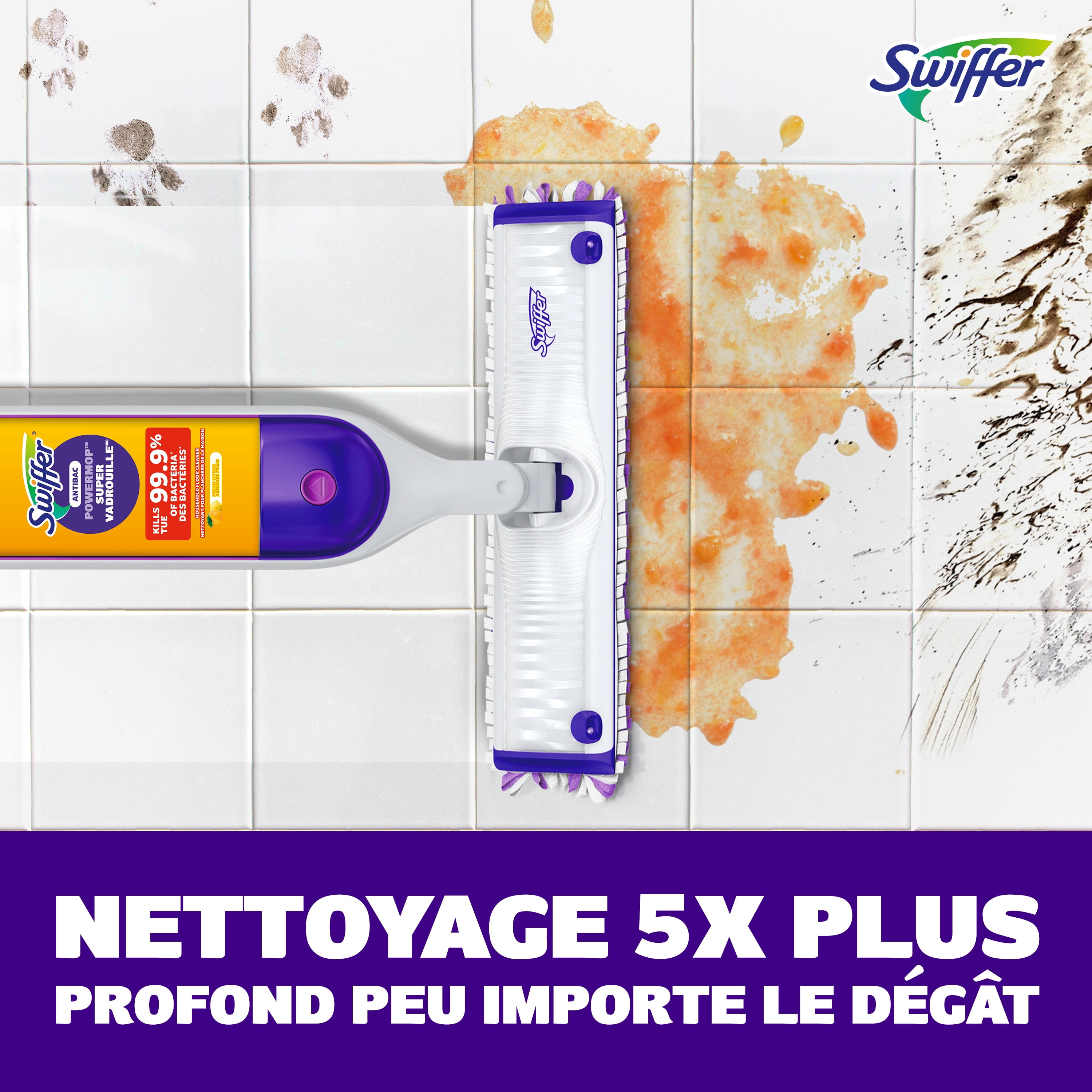 Swiffer SuperVadrouille, recharge de solution antibactérienne, Citron, paquet de 1
