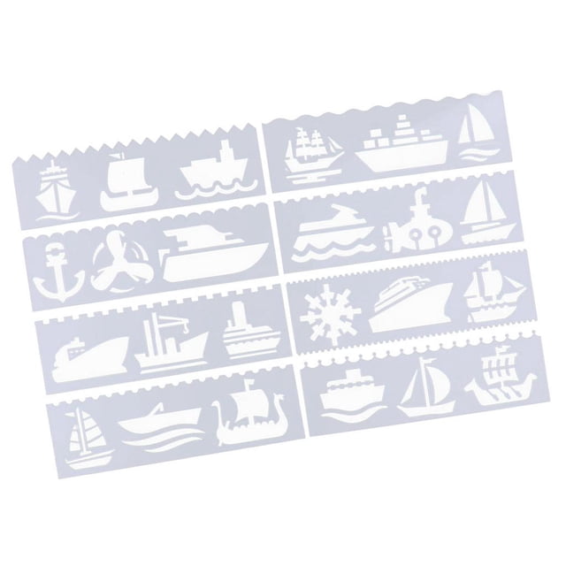 Rongfmy 8 Journal Drawing Template Stencils Set Scrapbooking DIY Card Boat