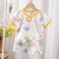 thumbnail image 1 of Qertyioot Mode Filles T-Shirts Décontractés à Manches Courtes Col Rond Col Bouton Ensembles de Shorts Imprimés Aubaines, 1 of 3