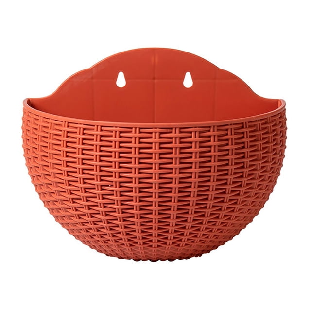 Plant Flower Pot Wall Planter Flowerpot Gift Imitation Rattan Planters Balcony Hanging Indoor Outdoor Semicircular Vase