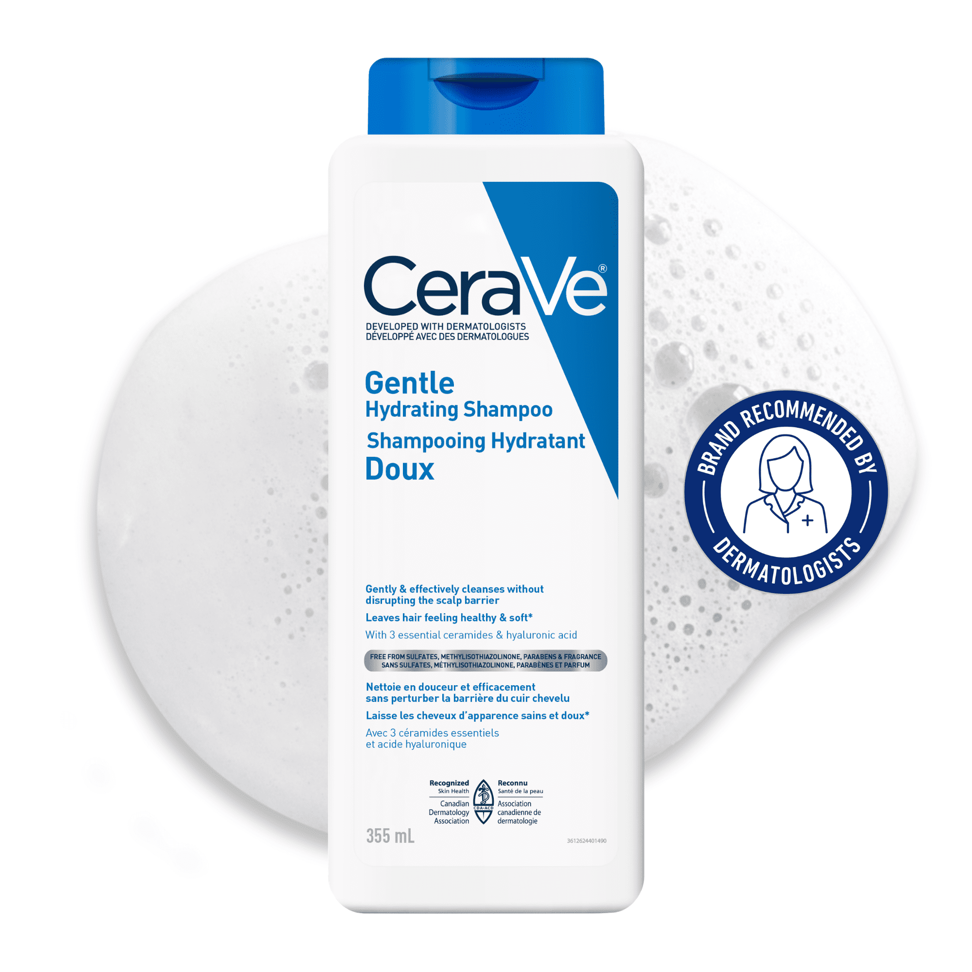 CeraVe Gentle Hydrating Shampoo, Sulfate-Free Shampoo with Ceramides and Niacinamide, 355mL