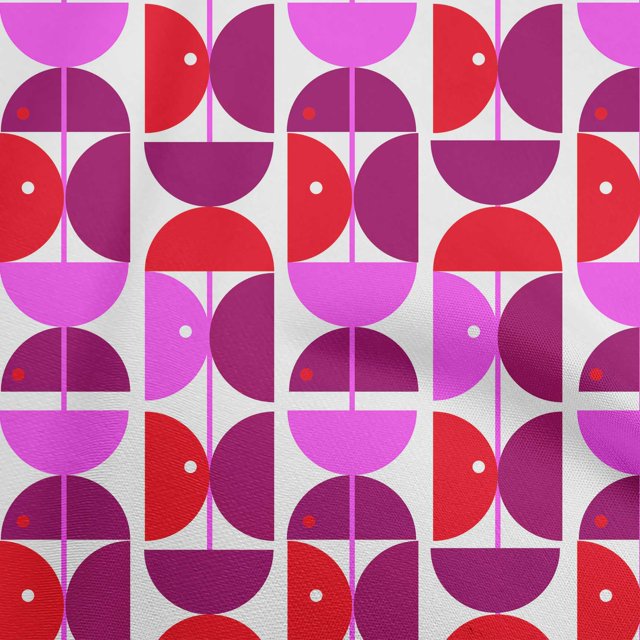 oneOone Polyester Spandex Fuschia Pink Fabric Geometric Circle Craft Projects Decor Fabric Printed By The Yard 56 Inch Wide