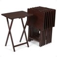 thumbnail image 1 of PJ Wood Folding Portable TV Snack Tray Table with Espresso Finish, 10-Piece Set, 1 of 11