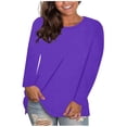 thumbnail image 1 of Long Sleeve Tops for Women Solid Color Casual Crew Neck T Shirts Fall Winter Basic Tees, 1 of 6
