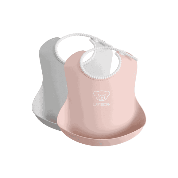 BabyBjorn Baby Bib 2-pack, Grey / Powder Pink