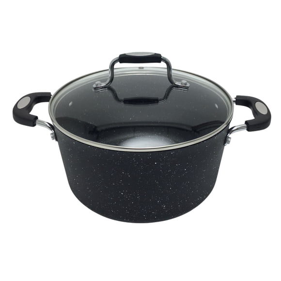 Starfrit The Rock Marmite 6 pte (5,6 L) avec couvercle, antiadhésive, va au lave-vaisselle, noire