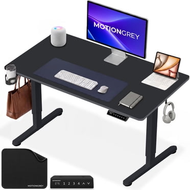 MotionGrey Standing Desk Height Adjustable Electric Motor Sit-to-Stand Desk Computer for Home and Office - Black Frame (43x24 Tabletop Included)