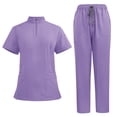 thumbnail image 3 of Bocqde Ensemble de Sarrau pour Femmes Classique à Manches Courtes avec Fermeture Éclair, Haut à Col Montant et Pantalon Jogger, Uniforme d'Infirmière, Ensemble de Sarraus pour Femmes, 3 of 3