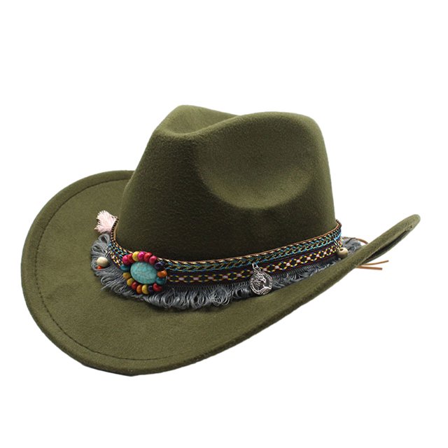 relayinert Children S Wool Hollow Western Cowboy Hat Premium For Classic Western Look Wide Application Green