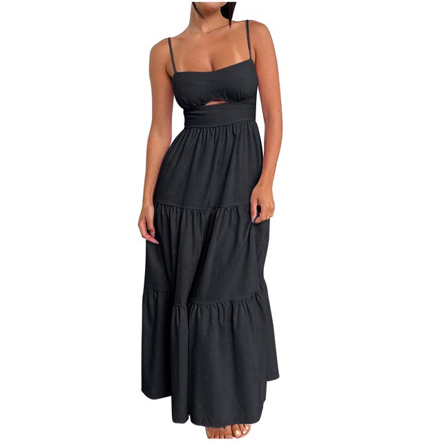 Birdeem Robe Sans Manches pour Femmes, Mode Aguichant, Couleur Unie, Ajourée, à Fermeture Éclair, Camisole
