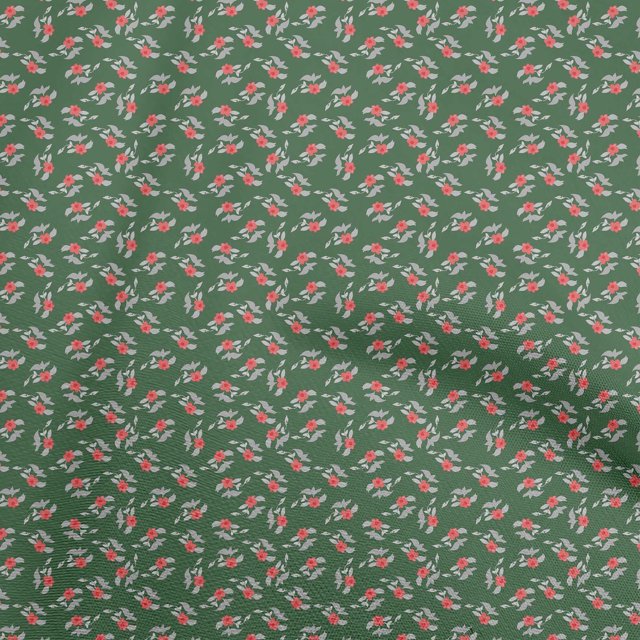 oneOone Velvet Green Fabric Floral Dress Material Fabric Print Fabric By The Yard 58 Inch Wide