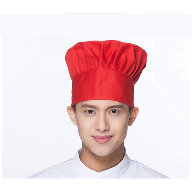 Toque de Chef Adulte Ajustable Élastique Boulanger Cuisine Cuisine Casquette de Chef (Rouge)