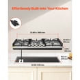 thumbnail image 2 of KFFKFF 36 inch Gas Cooktop 5 Burners Gas Stove Top, Max 38300BTU Built-in Stainless Steel Stove Top LPG/NG Convertible Dual Fuel Cooktop Stoves, 2 of 9