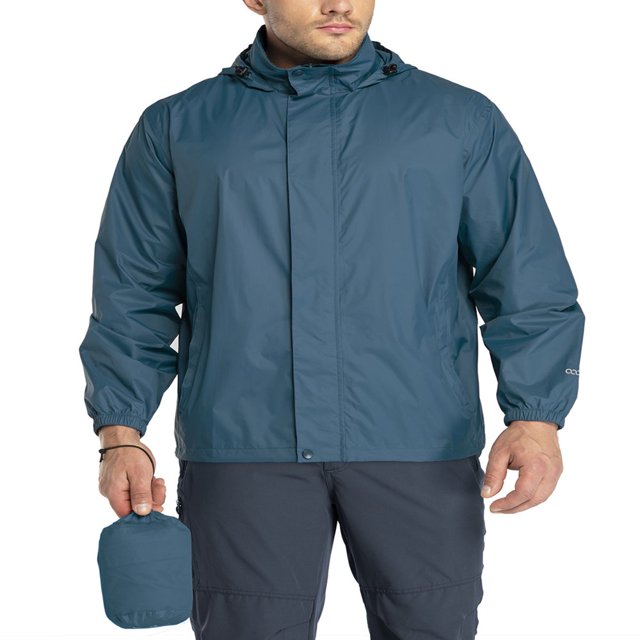 33 000ft Men‘s Packable Rain Jacket Hooded Lightweight Waterproof Rain Shell Jacket Raincoat for Hiking Golf Cycling
