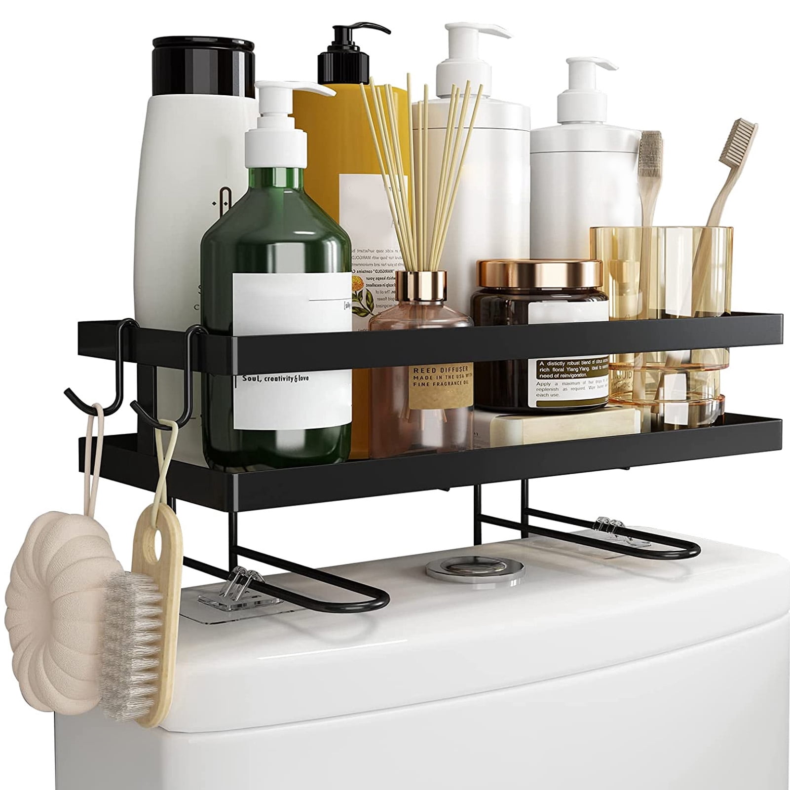 Floating Shelves Toilet Storage Shelf Space Saver Punch Free Bathroom Storage Organizer