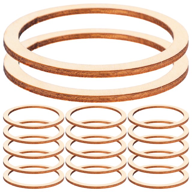 SHISUYAN 50Pcs Craft Hollow Circle Diy Circle Wood Slices Beige Color For Wedding And Birthday Party Decor