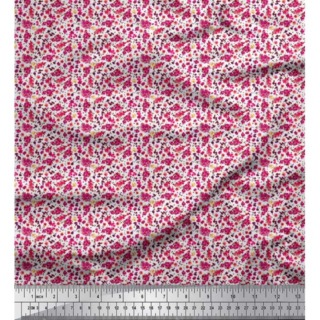 Soimoi Poly Georgette Fabric Flower Watercolor Print Fabric by Yard 52 Inch Wide