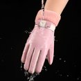 thumbnail image 3 of Woman Warm Snow Gloves Thick Soft Faux Rabbit Plush Edge Anti-slip for Cold Weather Outdoor Skiing and Cycling, 3 of 5