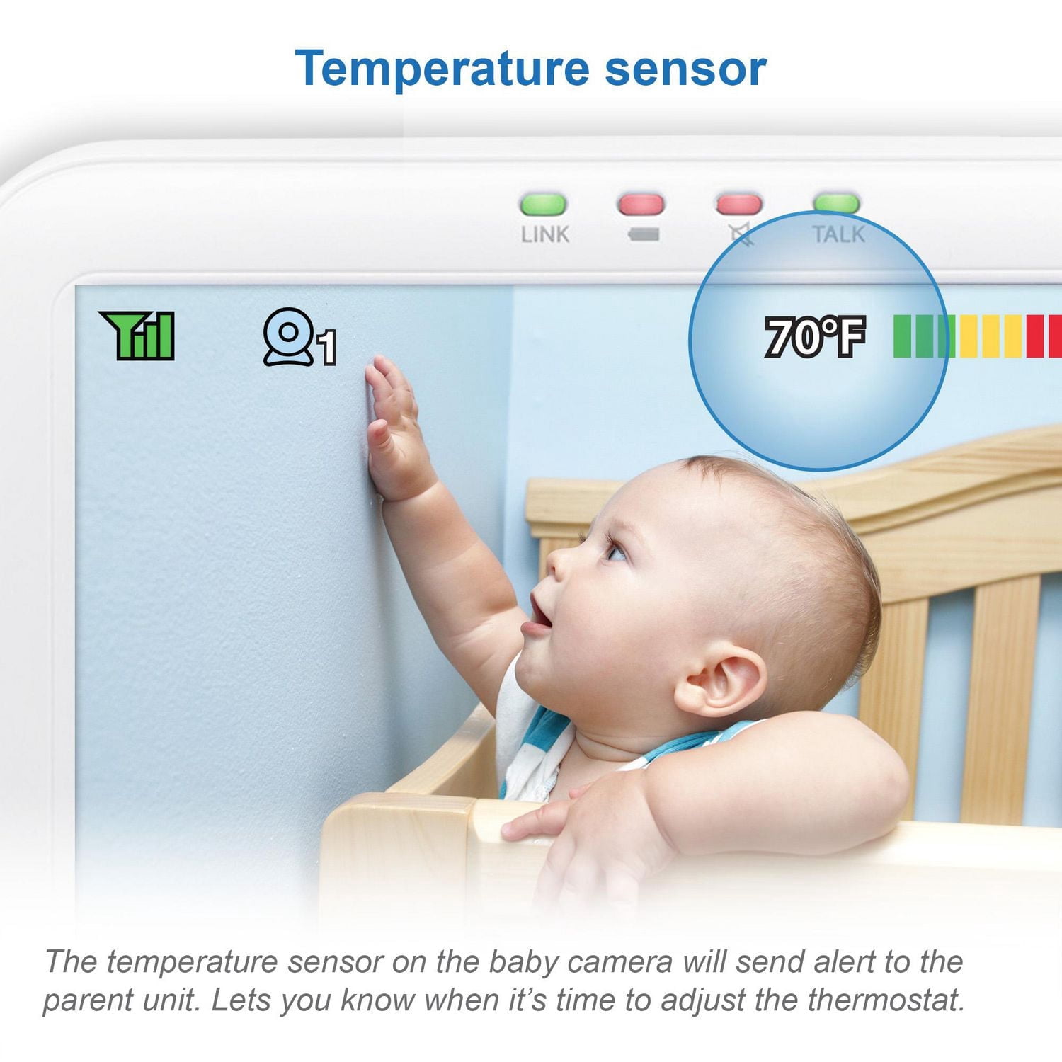 VTech VM5263 Moniteur de bébé vidéo numérique de 5 po à panoramique et inclinaison et veilleuse, VM5263 (blanc) de VTech