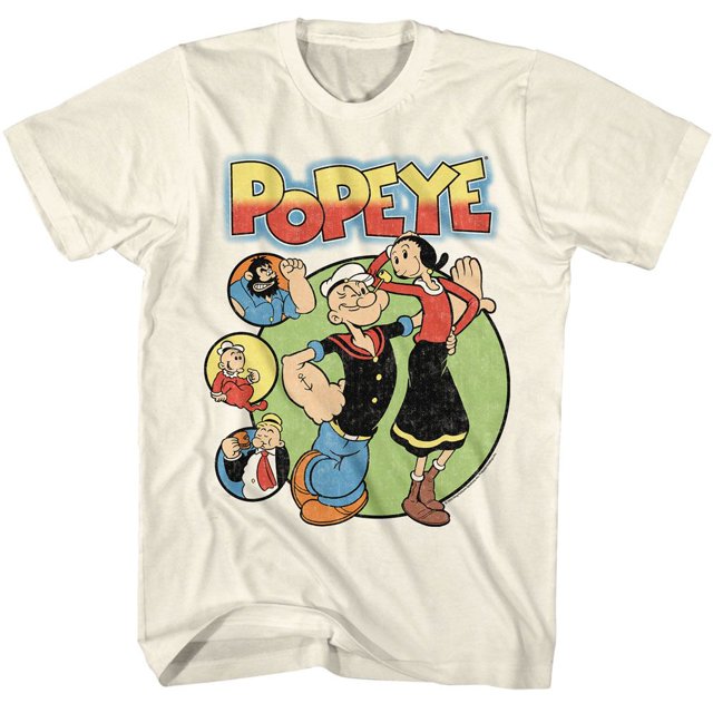 Popeye T-Shirt pour Adulte Naturel à Cercles S