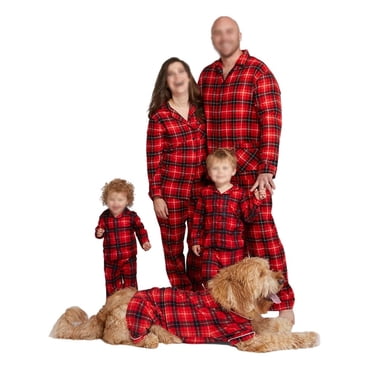 Ensemble de Pyjamas de Noël Assortis pour la Famille Carreaux Buffalo Rouges Pjs Couples Adultes Filles Bébé Animal de Compagnie