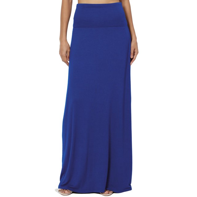Jupe Longue Maxi Décontractée en Jersey Drapé pour Femmes Taille Pliable