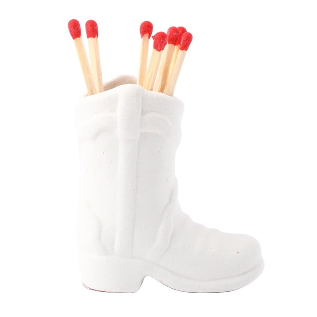 Ceramic Match Holder With Striker Boho Style Cowboy Boot Match Holder Match Stand Decoration For Fireplace Kitchen Decor
