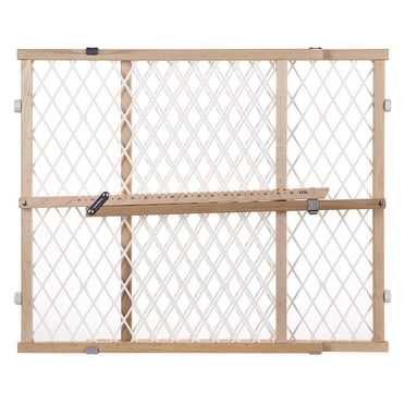 North States Pressure Mounted Hardwood Frame Diamond Mesh Baby or Pet Gate