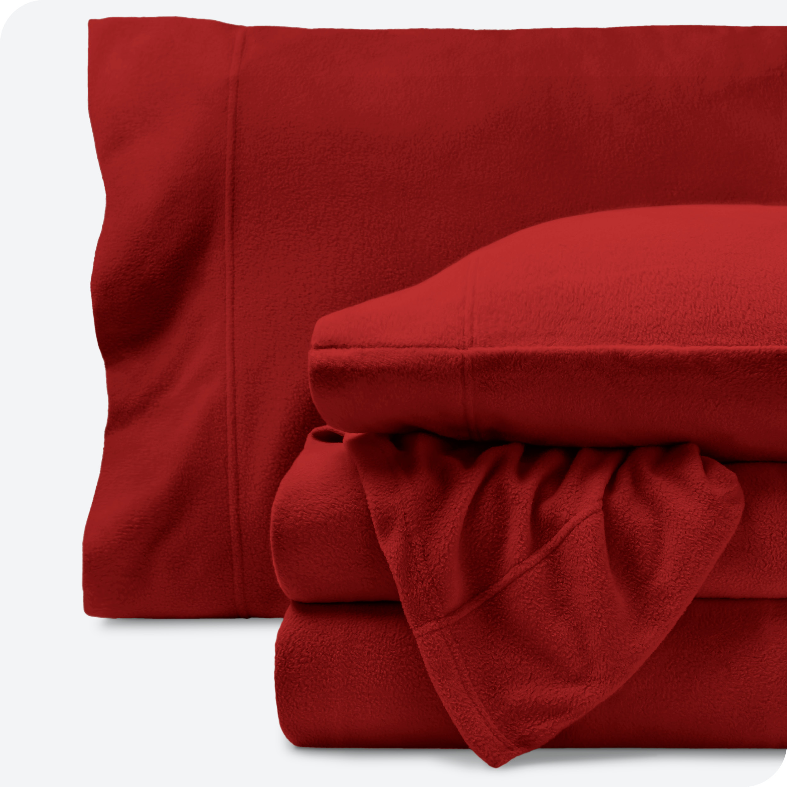 Bare Home Cozy Fleece Ensemble de Draps en Molleton - Molleton Polaire Ultra Moelleux - Poche Profonde - Très Grand Simple, Rouge