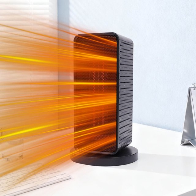 Virelaxpo 1200W Portable Desktop Heater with Oscillating Function, 3-Speed Options, and Tip-Over Safety for Wide-Angle Heat Distribution