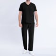 thumbnail image 3 of LSLJS Ensemble de Joggers de Sarrau Extensibles à Col en V pour Hommes - Uniforme de Travail pour Hommes avec Poche, Chemisier à Manches Courtes + Pantalon Long, Ensembles Deux Pièces, Ensemble de Sarraus pour Hommes Cadeaux pour Hommes, 3 of 7