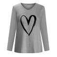 thumbnail image 4 of Pompotops T-Shirt à Manches Longues à Col en V Imprimé Décontracté pour Femmes, Chandail, Hauts, Liquidation, 4 of 4