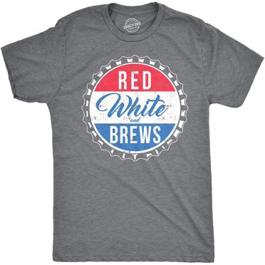 Mens Red White and Brews Funny T Shirts Vintage USA Beer Novelty Graphic T Shirt
