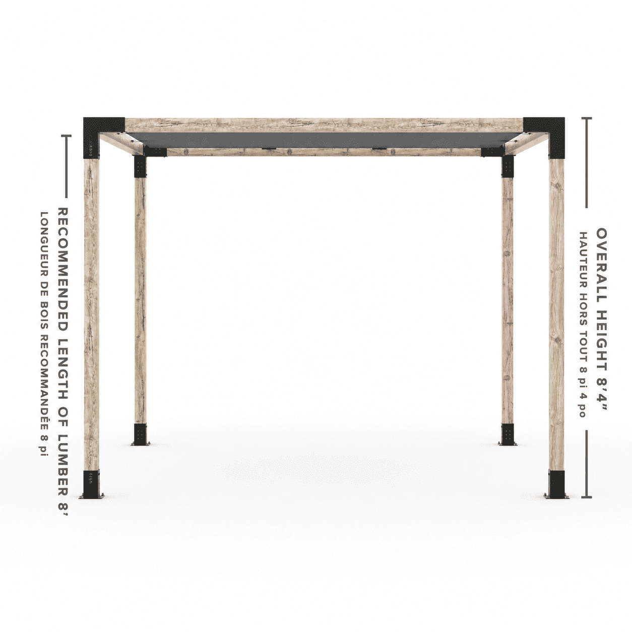 Toja 8' X 12' Pergola Kit With Shade Sail For 4X4 Wood Posts