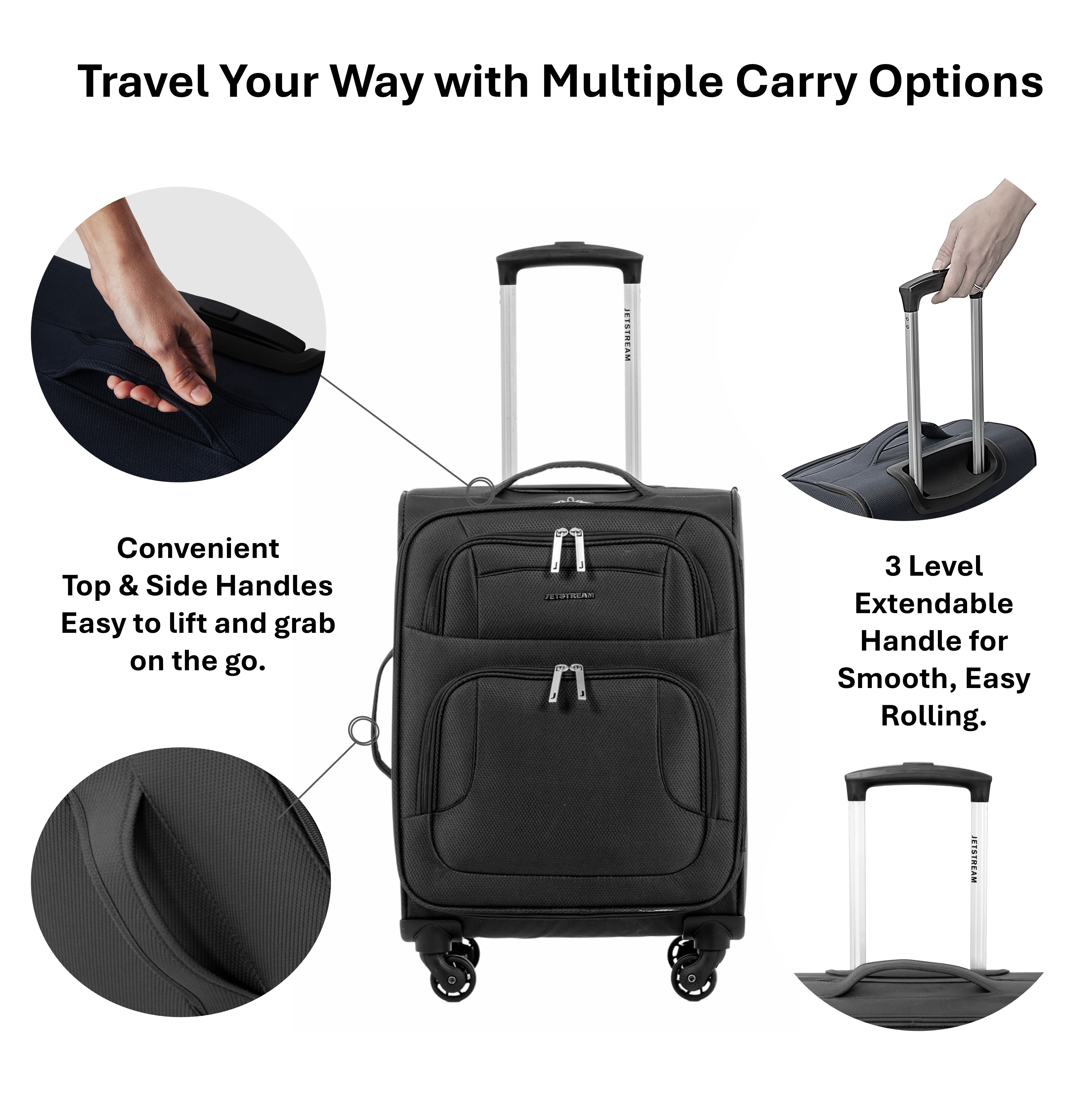 Jetstream Valise Cabine Souple, Valise de Voyage Légère à Roulettes avec Roues Pivotantes