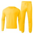 thumbnail image 4 of Kcodviy Male Casual Solid Two Haptic Suit Piece Suit O Neck Agility Suit off Shoulder Sleeve Sweatshirt Prom attire for Drawstring Pocket Pants Set, 4 of 5