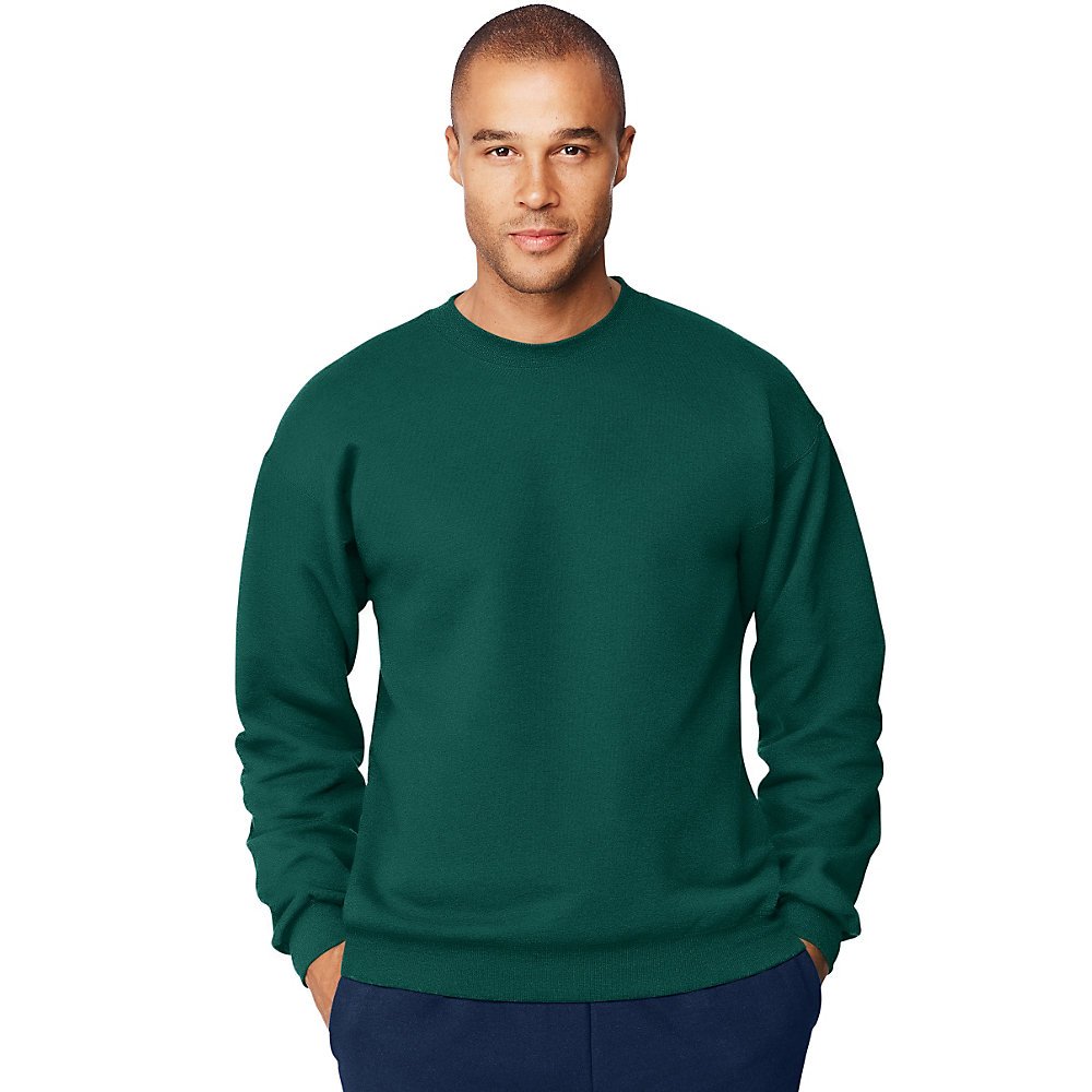 Hanes Sweat-Shirt Ultimate Crew 90/10 Coton/poly 10 oz Vert Forêt Profond - Large
