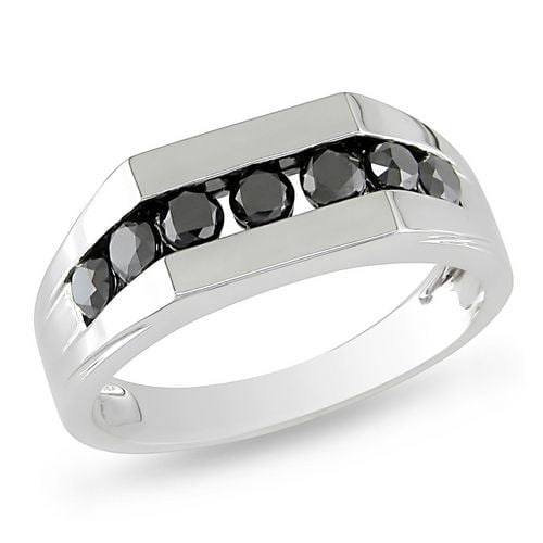 Bague pour hommes à diamants noirs 1 ct en or blanc 10 K