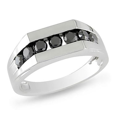 Asteria 10 K White Gold 1ct Black Diamond Men's Ring