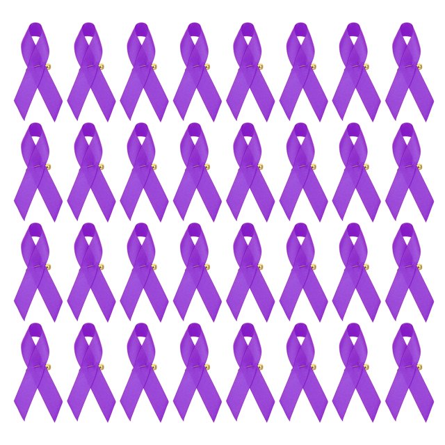 Unique Bargains Ribbon Pins, 200Pcs Purple Awareness Ribbon Satin with Safety Pins