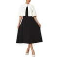 thumbnail image 2 of INSPIRE CHIC Boléro Formel pour Femme Col Rond Fendu Manches Courtes Soirée Cocktail Cape Blazer TG Blanc, 2 of 5