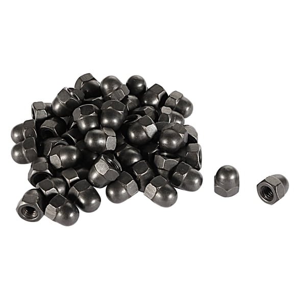 Unique Bargains M4 Thread Dia Dome Head Carbide Steel Cap Acorn Hex Nuts Black 50pcs