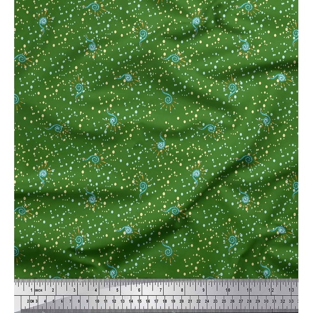 Soimoi Tissu de Velours Vert Spirale & Points Tissu Imprimé par Yard 58 Pouces de Large