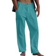 thumbnail image 1 of MAWCLOS Men Trousers Elastic Waist Sweatpants Drawstring Pants Baggy Party Solid Lounge Lake Blue M, 1 of 9